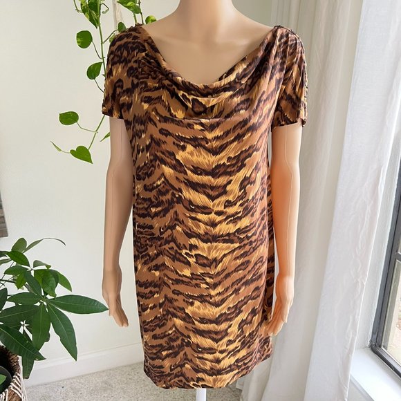 Diane Von Furstenberg DVF Mini Dress Silk Jersey Tiger Animal Print - Picture 3 of 12